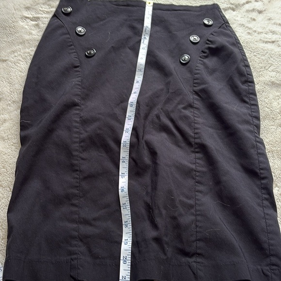 Suzy Sheer Black Sailor Button High Waisted Pencil Skirt Small - Picture 3 of 6